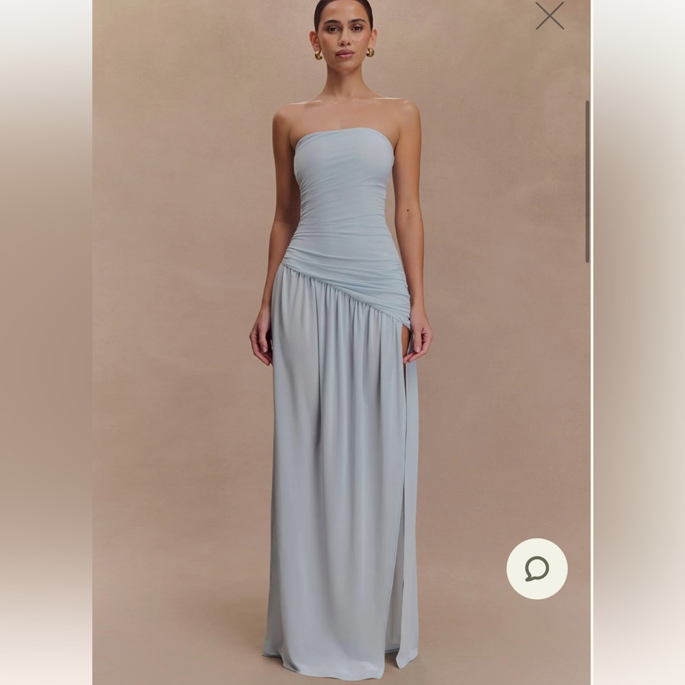 Elegant Strapless Light Blue Dress